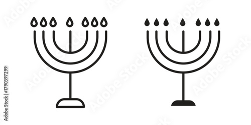 Menorah icon vector with glyph style. Stroke liner icons