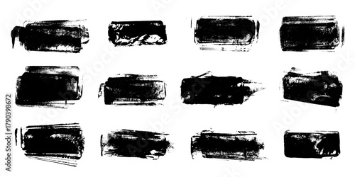 Rectangle Stamp Banner Label Grunge Smudge Vector Set