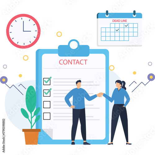 Teammates celebrate project success with deadline completed  flat illustration