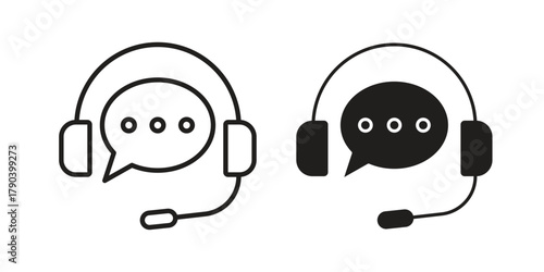 Online support icon vector with glyph style. Stroke liner icons