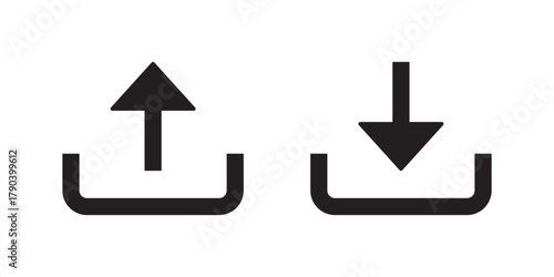 Upload and download icons, arrow upload and download symbols vector.