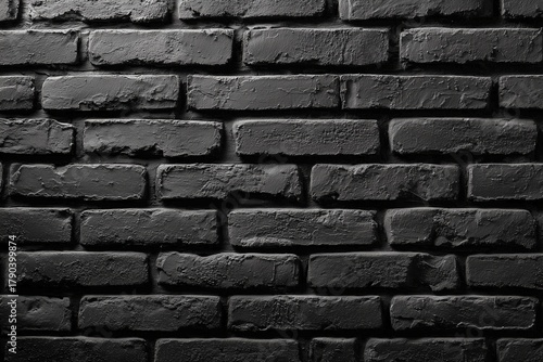 Black Textured Brick Wall Creates a Modern and Stylish Background for Various...
