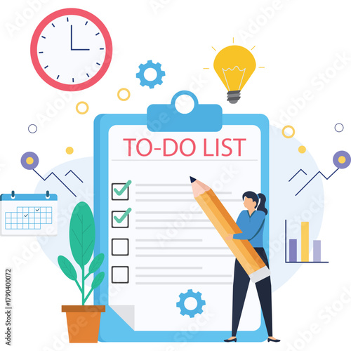 Boost productivity making to-do lists for success at work  flat illustration