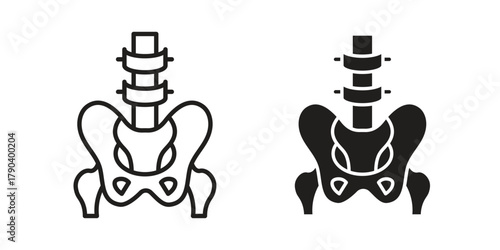 Pelvis icon vector with glyph style. Stroke liner icons