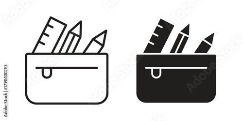 Pencil case icon vector with glyph style. Stroke liner icons