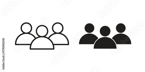 people icon vector with glyph style. Stroke liner icons