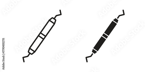 Periodontal scaler icon vector with glyph style. Stroke liner icons