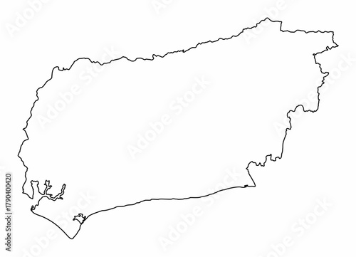 West Sussex county outline map