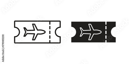 Plane Ticket icon vector with glyph style. Stroke liner icons