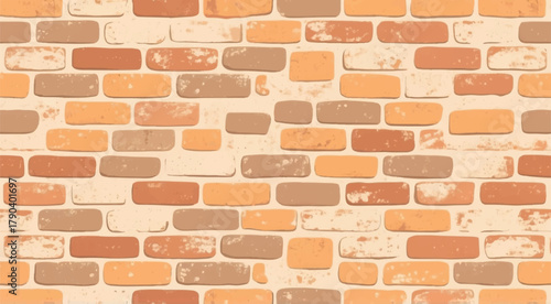 Brick wall background. Seamless brick wall pattern. Brick wall vector illustration with detailed texture. 