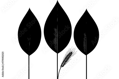 Elegant Elliptical Tea Leaf Silhouettes - Chic Stacked Design | Clean, isolated vector art for creative projects.