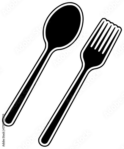 cutlery illustration fork silhouette knife logo kitchen icon utensil outline food dining dinner spoon restaurant tableware equipment silverware flatware shape adults vector graphic background