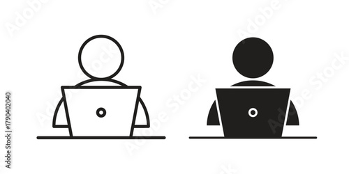 Programmer icon vector with glyph style. Stroke liner icons