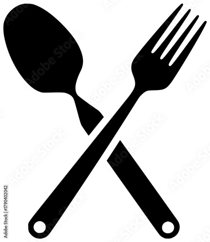 cutlery illustration fork silhouette knife logo kitchen icon utensil outline food dining dinner spoon restaurant tableware equipment silverware flatware shape adults vector graphic background