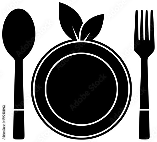 cutlery illustration fork silhouette knife logo kitchen icon utensil outline food dining dinner spoon restaurant tableware equipment silverware flatware shape adults vector graphic background