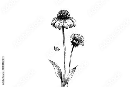 Echinacea's Enduring Beauty: Tribute Nature's Symmetry | Clean, isolated vector art for creative projects.
