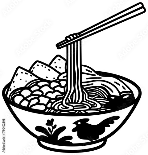 bowl illustration meal silhouette lunch logo cuisine icon food outline delicious noodle dinner asian chinese restaurant japanese soup cooking shape adults vector graphic background