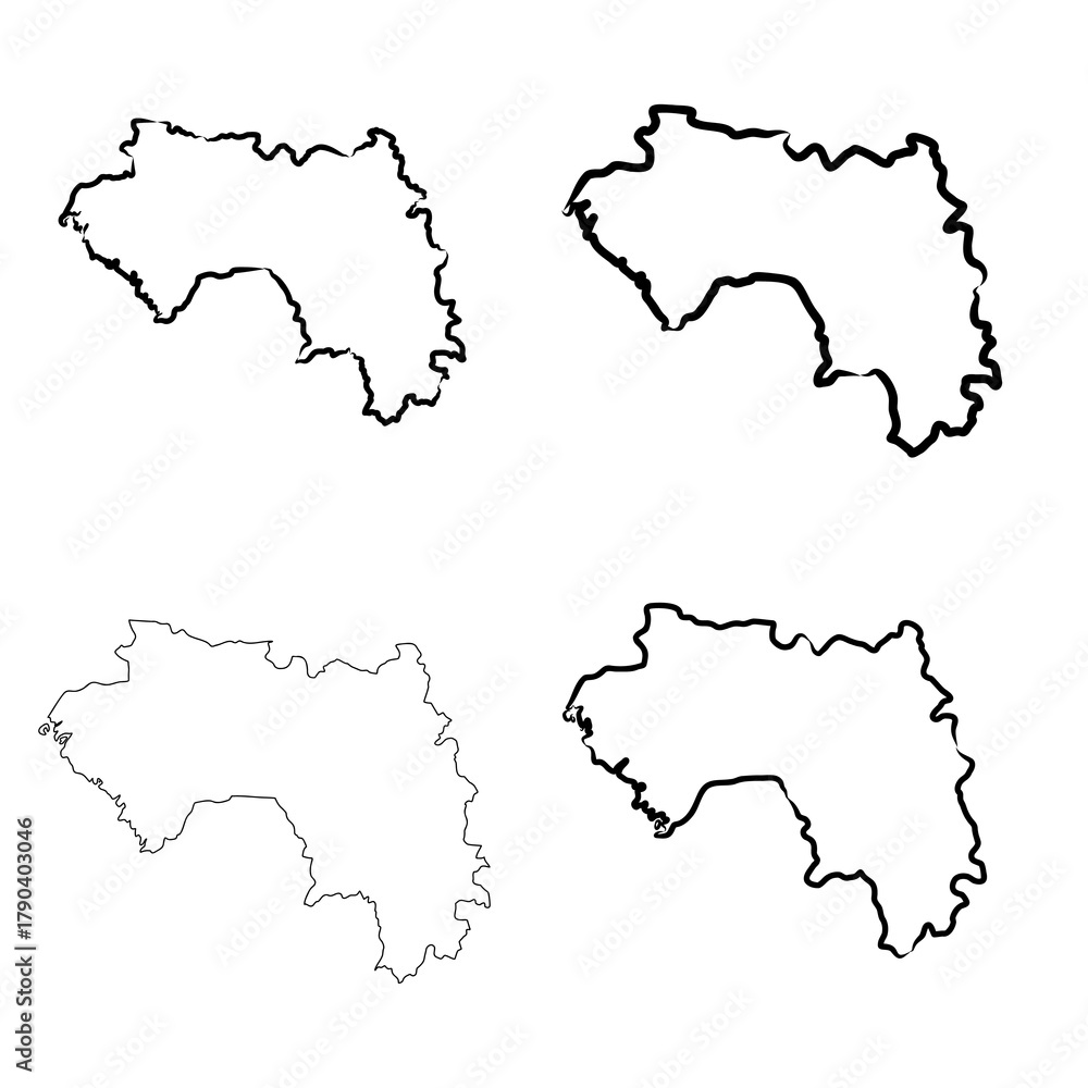 Fototapeta premium Guinea country simplified map. pencil sketch