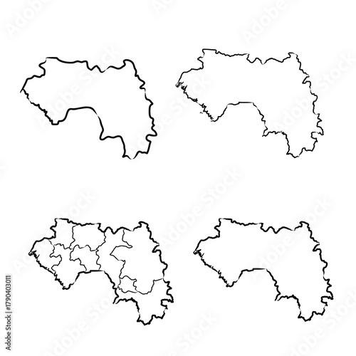 Guinea country simplified map. pencil sketch