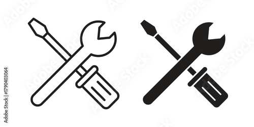 Repair tools icon vector with glyph style. Stroke liner icons