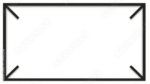 Black rectangle picture frame on white background for display, interior decor, and studio projects.