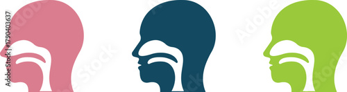 Throat Icon set represents human health, medical care. This premium vector concept focuses on the throat area, depicting the neck and respiratory system as a symbol of voice, breathing, and wellness.