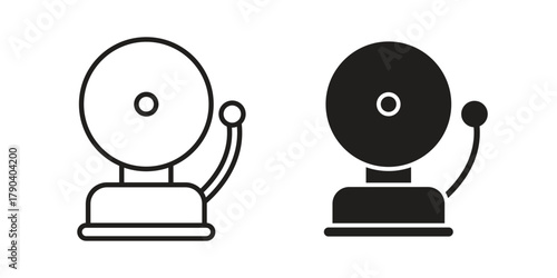 School bell icon vector with glyph style. Stroke liner icons