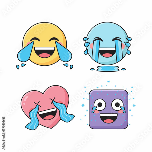 Joyful Face Emoji with Tears of Happiness - Perfect for Celebrating Emotions