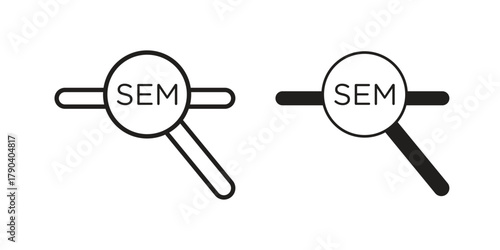 SEM icon vector with glyph style. Stroke liner icons
