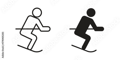 Skii icon vector with glyph style. Stroke liner icons