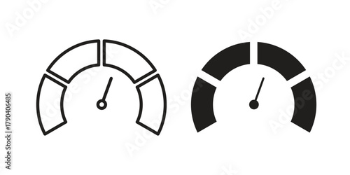 Speedometer icon vector with glyph style. Stroke liner icons