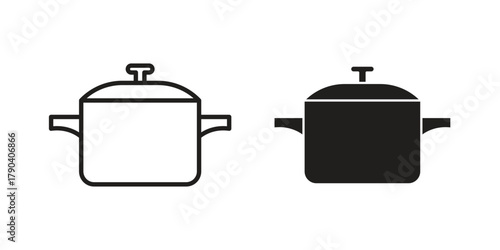 Stew pot icon vector with glyph style. Stroke liner icons