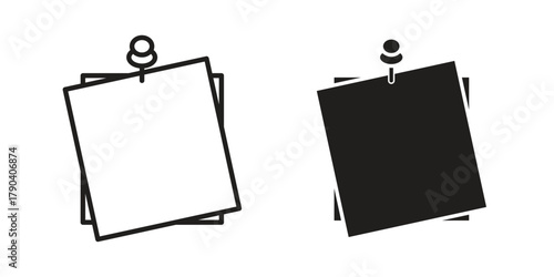 Sticky notes icon vector with glyph style. Stroke liner icons