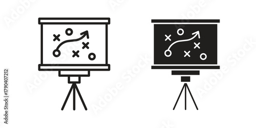 Strategical planning icon vector with glyph style. Stroke liner icons