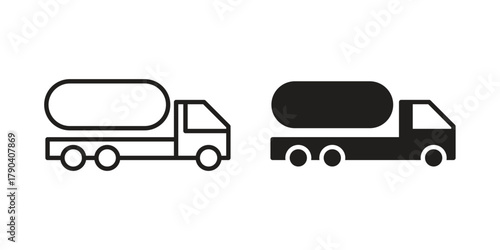 Tank truck icon vector with glyph style. Stroke liner icons