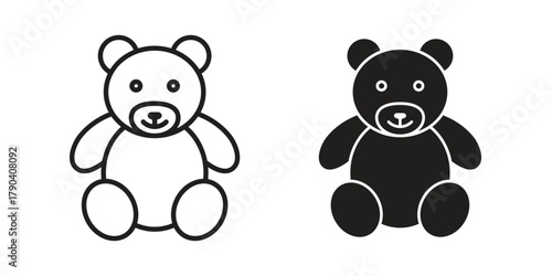 Teddy bear icon vector with glyph style. Stroke liner icons