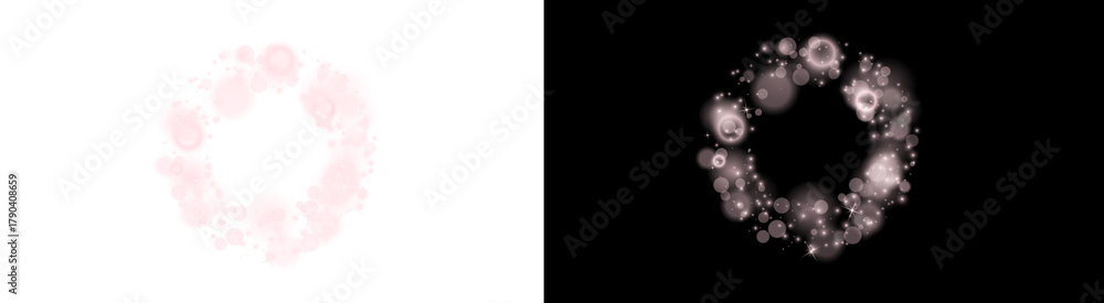 Obraz premium Pink smoke ring bubble circle black background abstract design element artistic effect illustration graphic art on transparent background