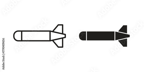 Torpedo icon vector with glyph style. Stroke liner icons