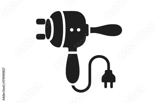 Vintage Gadget Icon. Solid style icons of Early 20th Century Gadget: Vintage Vibrator, Electric Device, Medical Purpose,