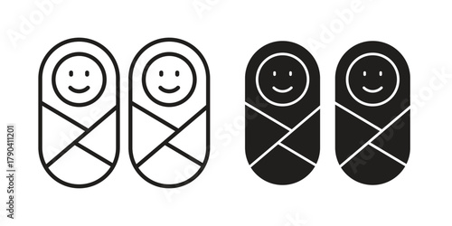 Twin icon vector with glyph style. Stroke liner icons