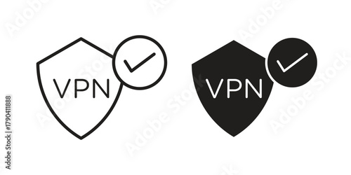 Virtual private network icon vector with glyph style. Stroke liner icons