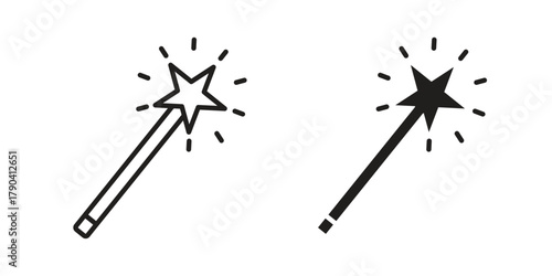 Wand icon vector with glyph style. Stroke liner icons