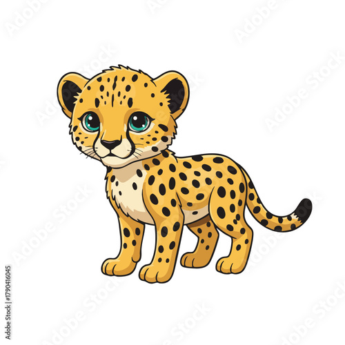 Cute cartoon cheetah cub illustration