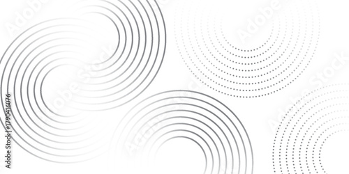 Modern white background with black circle rings. Digital future technology concept modern abstract