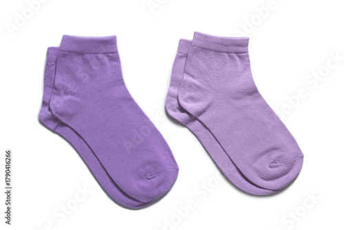 Purple children socks isolated on white background