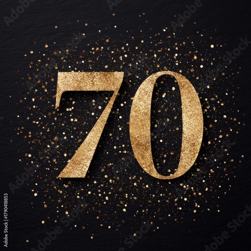 Golden 70th Birthday Celebration With Sparkling Confetti Backdrop for a Memor...