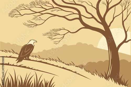 Lighthouse on Rocky Shore Vector Illustration - Monochrome Graphic