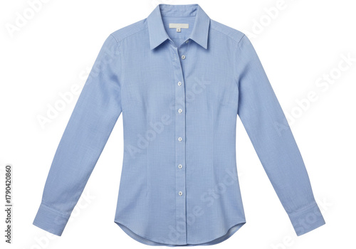 Φωτογραφία Isolated blue shirt with long sleeves, formal style button-down, office attire a