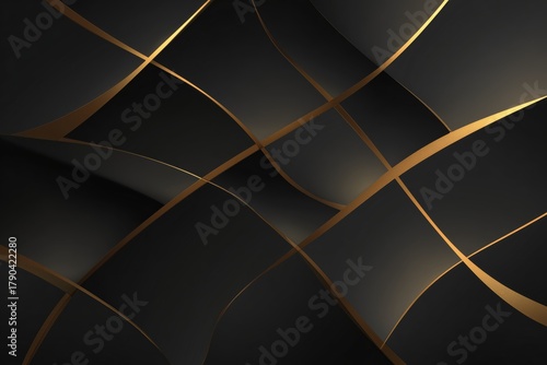Elegant Black and Gold Abstract Design With Flowing Waves and Sparkling Details