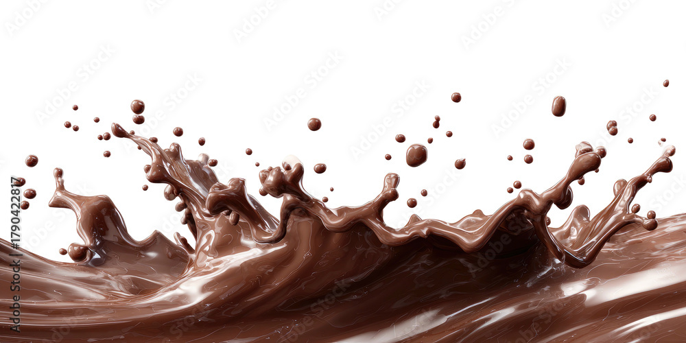 Fototapeta premium Dynamic splash of rich, flowing chocolate against black